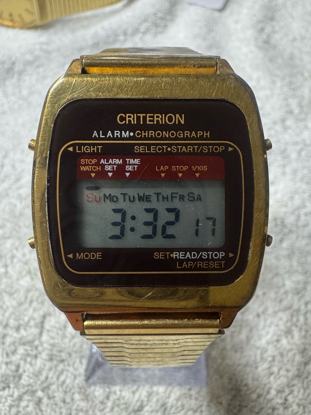 Criterion Gold Digital Alarm Chronograph Watch